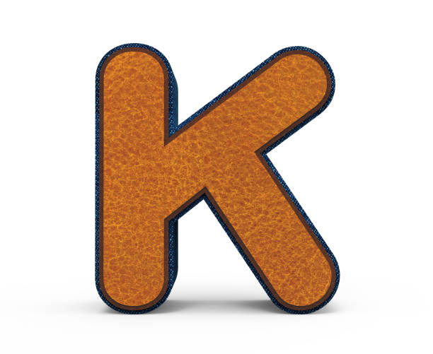 brown letter K, 3D rendering graphic isolated on white background