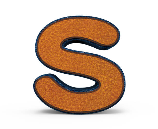 brown letter S, 3D rendering graphic isolated on white background